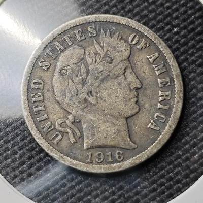 KK钱币收藏小铺 《套币 好品/批量散币专场》  2月预留时间 周末发货 -  1916美国巴伯10分银币