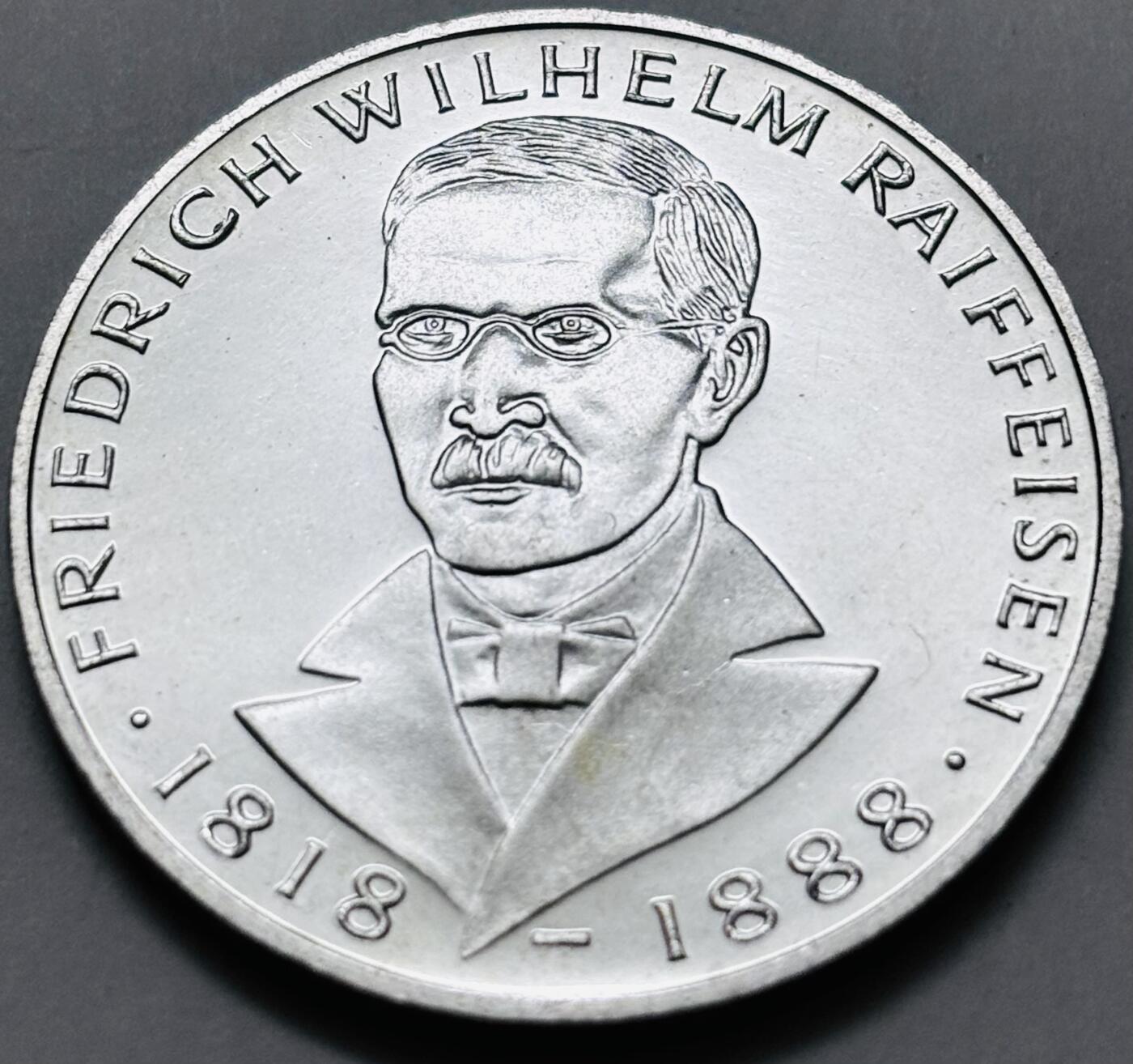 文馨钱币收藏 迎新纳福2026新年第一场（第 287 场）金银老铜币拍卖 全新德国1968年5马克纪念银币J版 费雷德里茨威廉汉姆，11.2 克 625 银