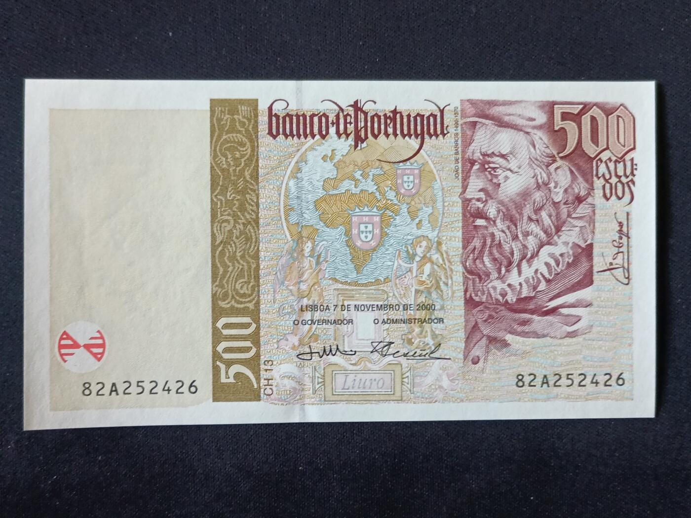 【游宝包邮场】蛇年第104期  葡萄牙-500埃斯库多【2000年 全新UNC】