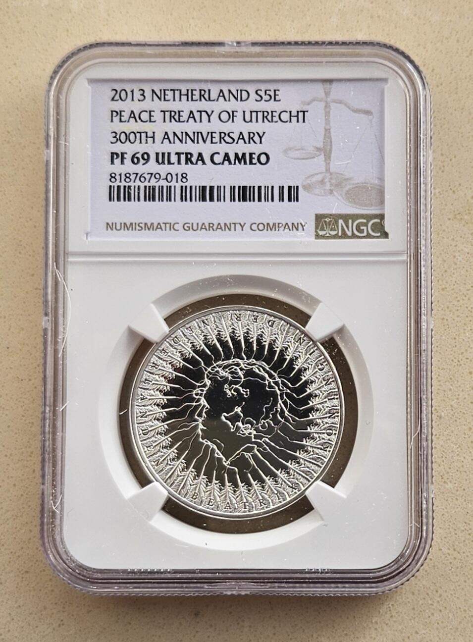 【币将精彩】世界钱币拍卖（2026-1-7） 克劳斯获奖币荷兰2013年乌特勒支条约精制银币NGC评级币