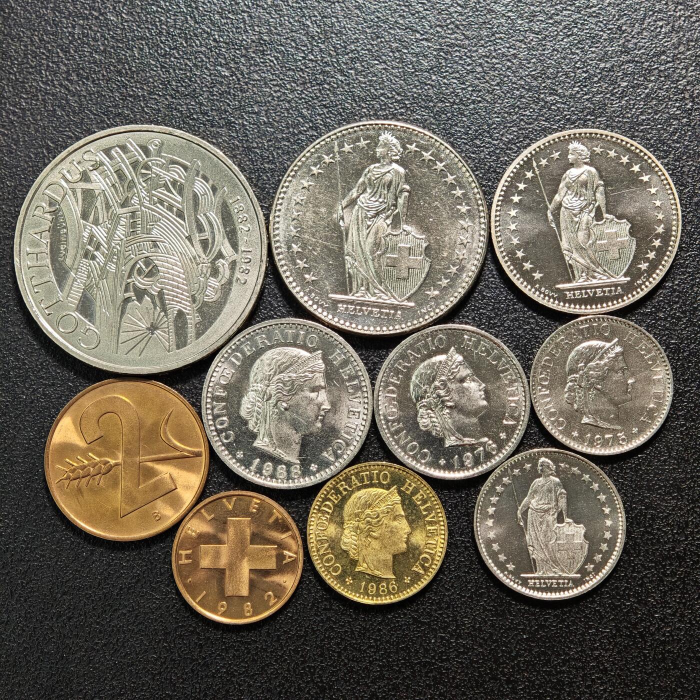 【德藏】世界币章拍卖第160期 10枚一组 瑞士法郎套币