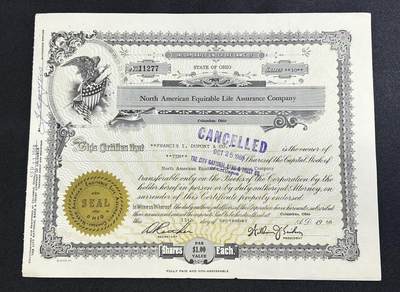 西秦中古拍卖第七十一期 - 美国北美公正人寿保险公司股票