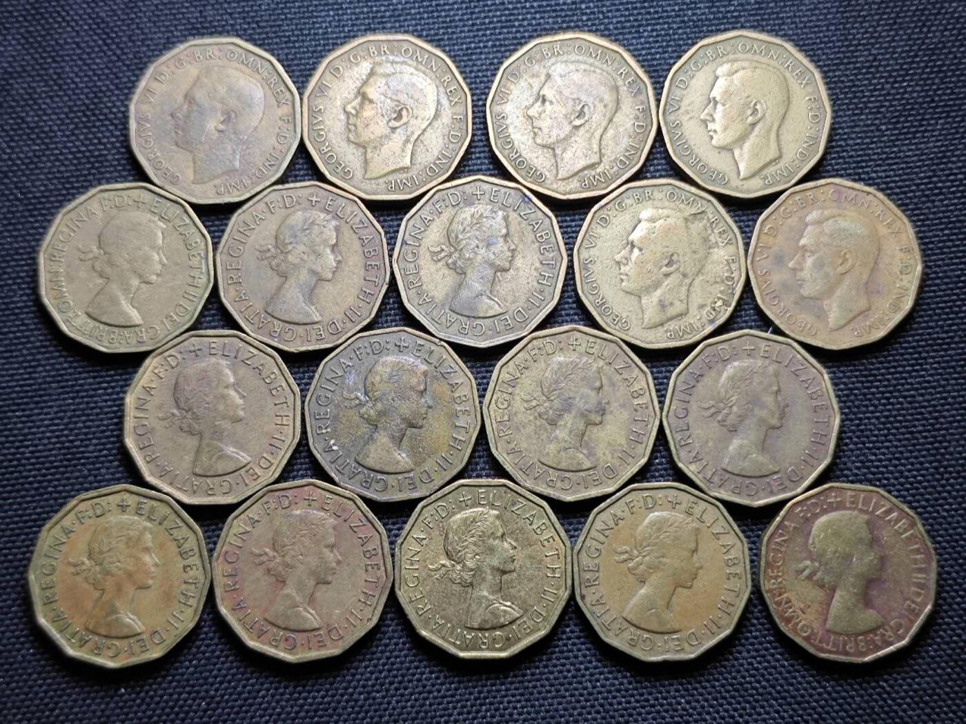 KK钱币收藏小铺 《套币 好品/批量散币专场》  2月预留时间 周末发货  英国3便士铜币一组18枚