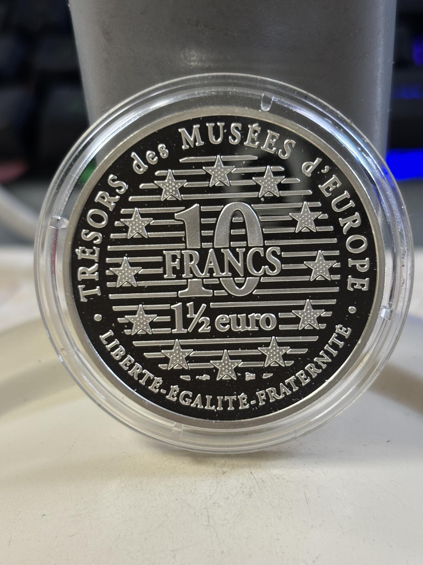 第186期拍卖 法国1996年卢浮宫馆藏系列2组古代商象双面值银币，900银，22.2克，【银价357】