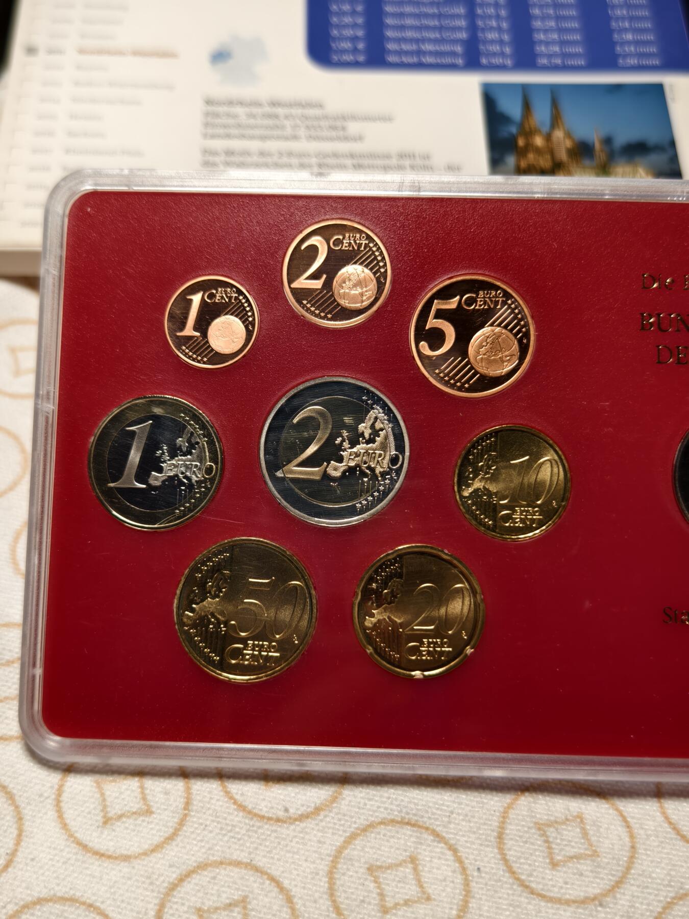 抚柳草堂-第五期章牌钱币（元旦欢庆场） 奖章勋章限时免佣 满百包邮 放漏专场 2011德国欧元硬币纪念套装 含一枚2欧元科隆大教堂 少见品种