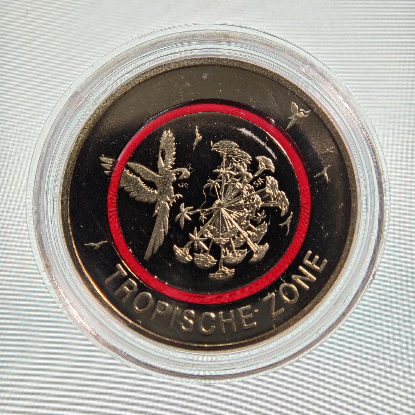 【德藏】世界币章拍卖第160期 发行量极少 2017年 德国地球气候带-热带聚合环5欧元精制镍币 原盒 直径约：27.25mm；重约：9g