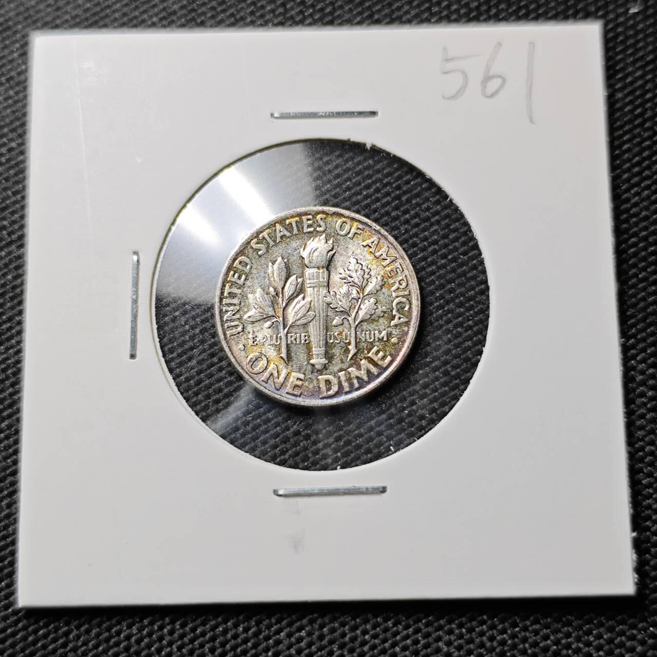 KK钱币收藏小铺 《套币 好品/批量散币专场》  2月预留时间 周末发货   1964美国10分银币 带彩漂亮 好品