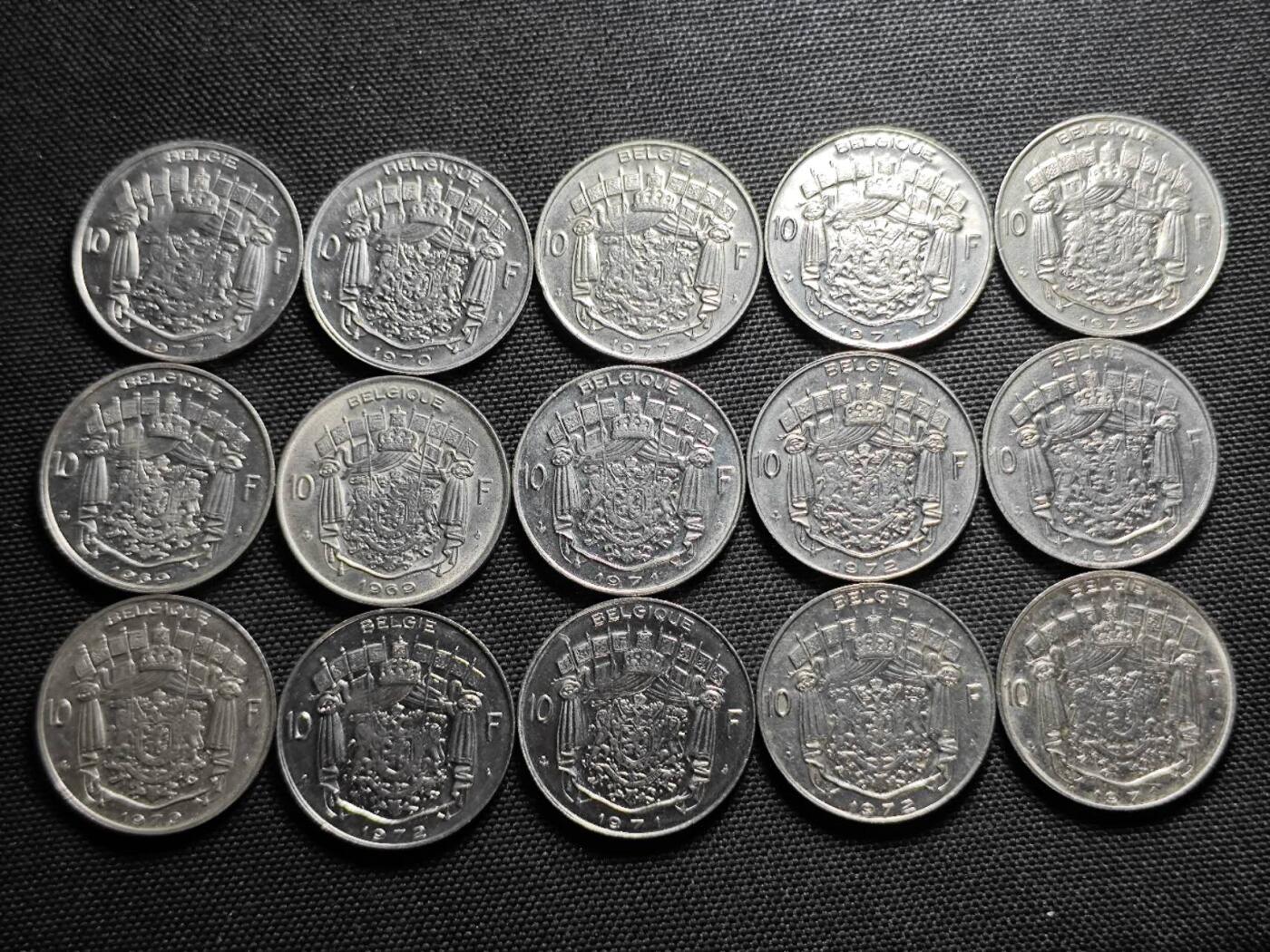 KK钱币收藏小铺 《套币 好品/批量散币专场》  2月预留时间 周末发货  比利时10法郎一组15枚