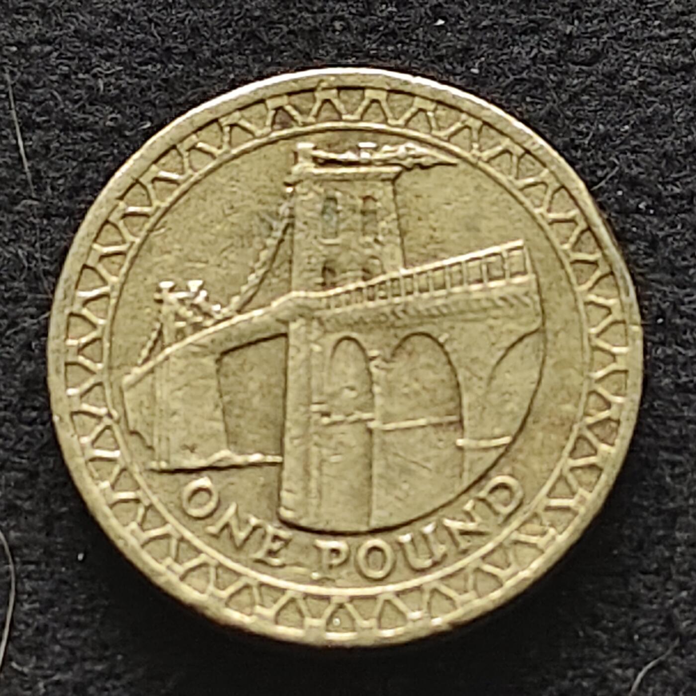 【全场包邮】纯粹捡漏拍490场（免费代拍第27场） 英国2005年四邦国桥系列梅奈大桥1镑纪念币