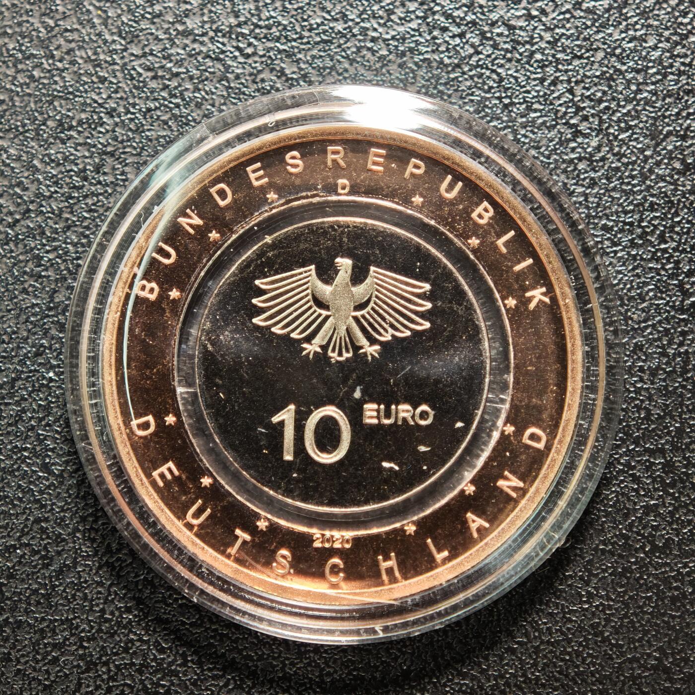 【德藏】世界币章拍卖第160期  2020年 德国滑翔机聚合环10欧元镍币 原册 直径约：28.75mm；重约：9.8g