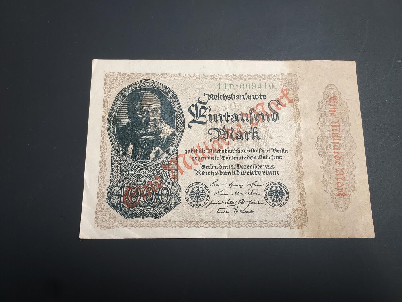 博彦收藏   1月10日 8点 钱币专场 全场包邮 1922 德国1000马克 流通好品