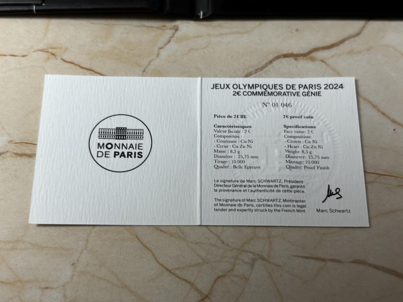 第186期拍卖 法国2022年巴黎2024夏季奥运会2欧精制版纪念币