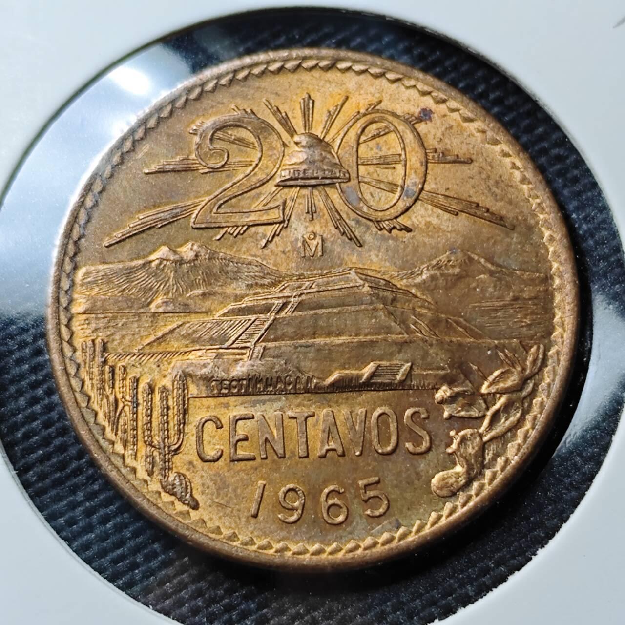 KK钱币收藏小铺 《套币 好品/批量散币专场》  2月预留时间 周末发货  1965墨西哥20分铜币 好品