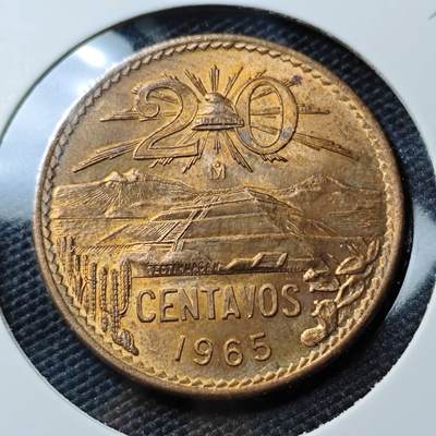 KK钱币收藏小铺 《套币 好品/批量散币专场》  2月预留时间 周末发货 -  1965墨西哥20分铜币 好品