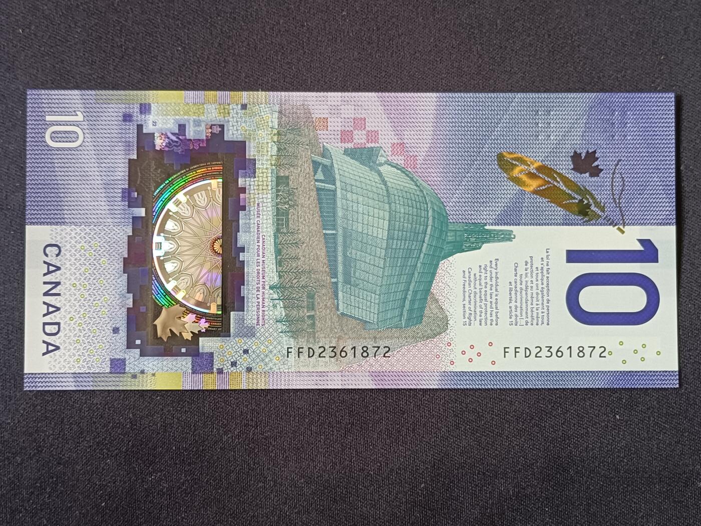 【游宝包邮场】蛇年第104期  加拿大-10元【维奥拉·戴斯蒙德 全新UNC】