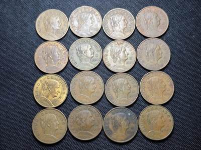 KK钱币收藏小铺 《套币 好品/批量散币专场》  2月预留时间 周末发货 -  墨西哥5分女头 铜币一组16枚 大版