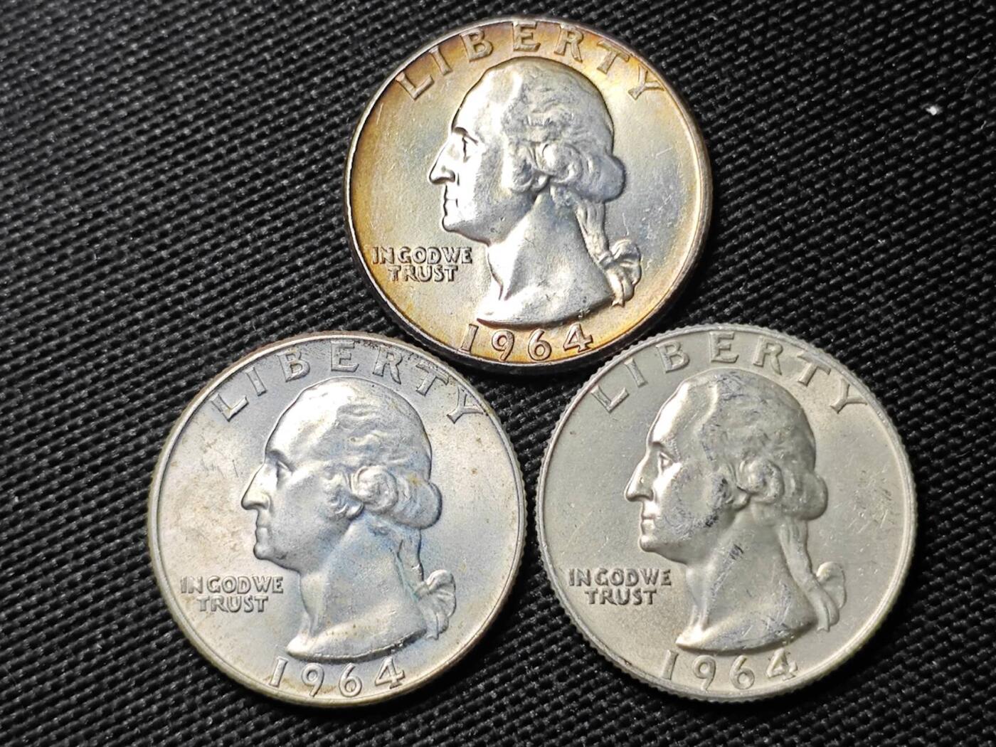 KK钱币收藏小铺 《套币 好品/批量散币专场》  2月预留时间 周末发货  美国25分银币一组3枚 好品