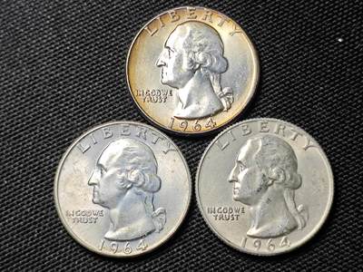 KK钱币收藏小铺 《套币 好品/批量散币专场》  2月预留时间 周末发货 -  美国25分银币一组3枚 好品