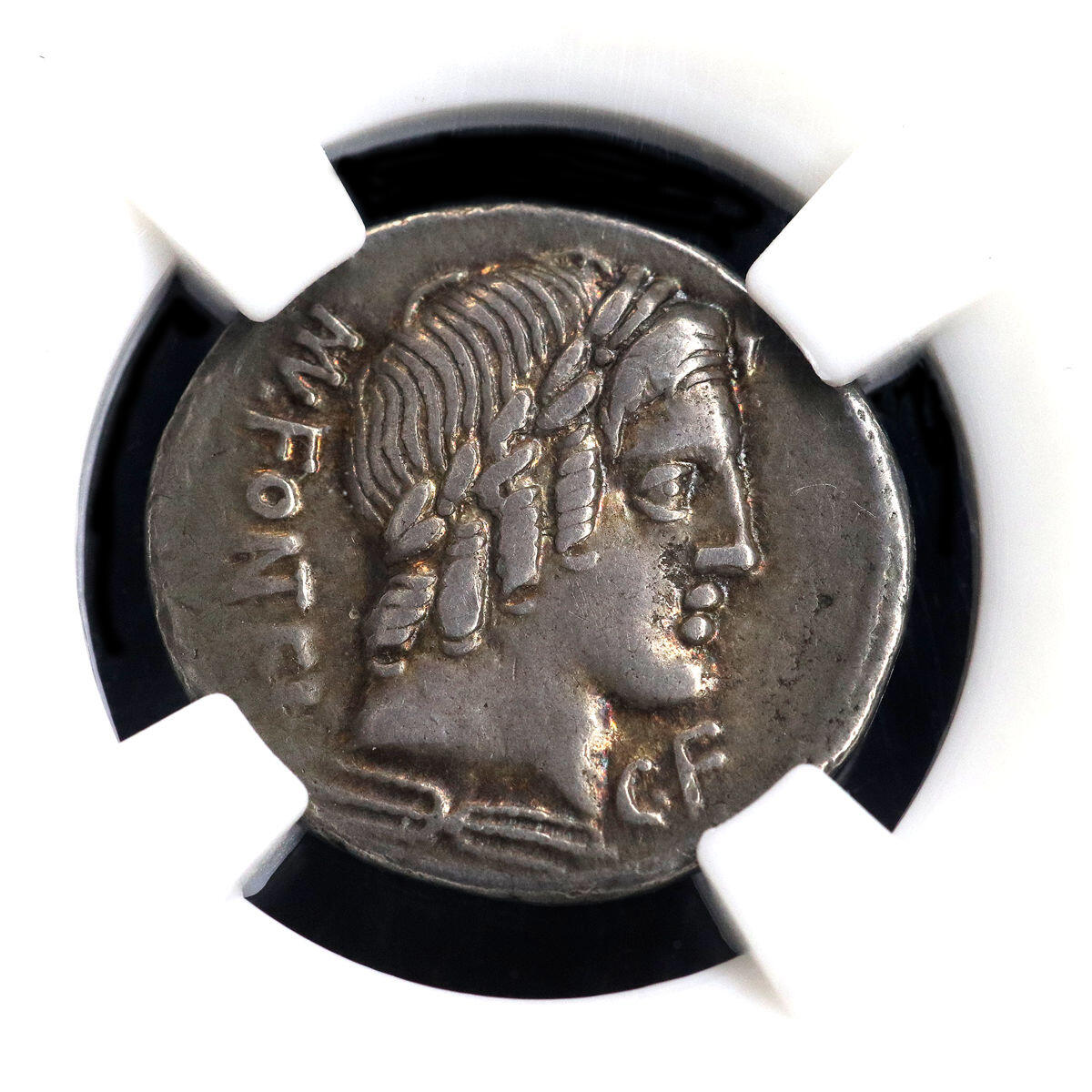 古罗马健康之神和小爱神丘比特骑羊图银币凝绿轩欧洲古代钱币首饰b23-5