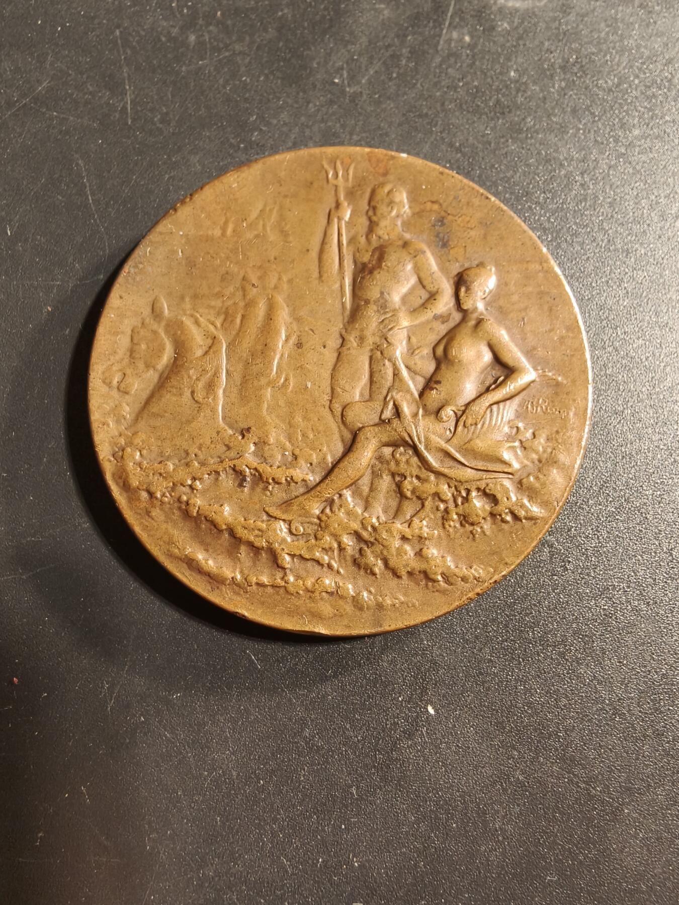 老王徽章第173期 法国波尔多游艇协会大铜章     大师里维特作品     直径44mm     重量44.3g