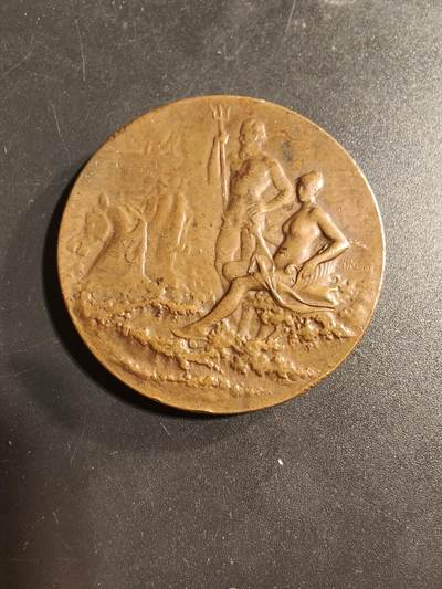 老王徽章第173期 - 法国波尔多游艇协会大铜章     大师里维特作品     直径44mm     重量44.3g