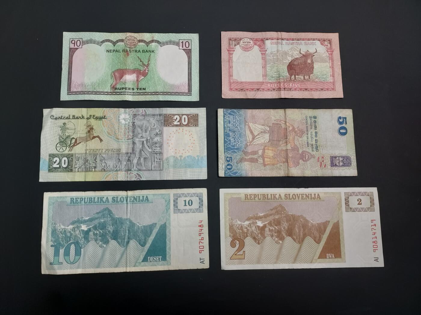 博彦收藏   1月10日 8点 钱币专场 全场包邮 斯洛文尼亚 等外国纸币6张 流通品