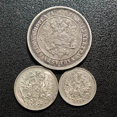 【德藏】世界币章拍卖第160期 - 3枚一组 沙俄时期银币 详细尺寸请看拍品介绍