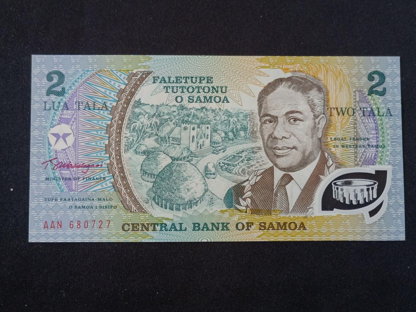 【游宝包邮场】蛇年第104期  萨摩亚-2塔拉【1990年 塔努马菲利国王加冕50周年纪念钞 全新UNC】