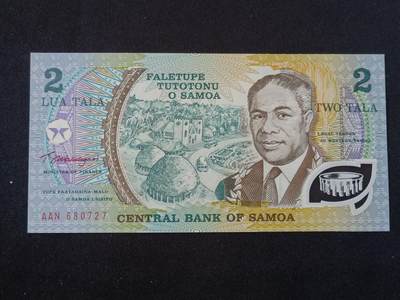 【游宝包邮场】蛇年第104期  - 萨摩亚-2塔拉【1990年 塔努马菲利国王加冕50周年纪念钞 全新UNC】