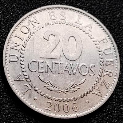 泉币菌-第158场-元旦欢乐场，开年第一场，新年快乐！（特修改截拍时间为23:30分） - 玻利维亚2006年20分镍钢币 22mm