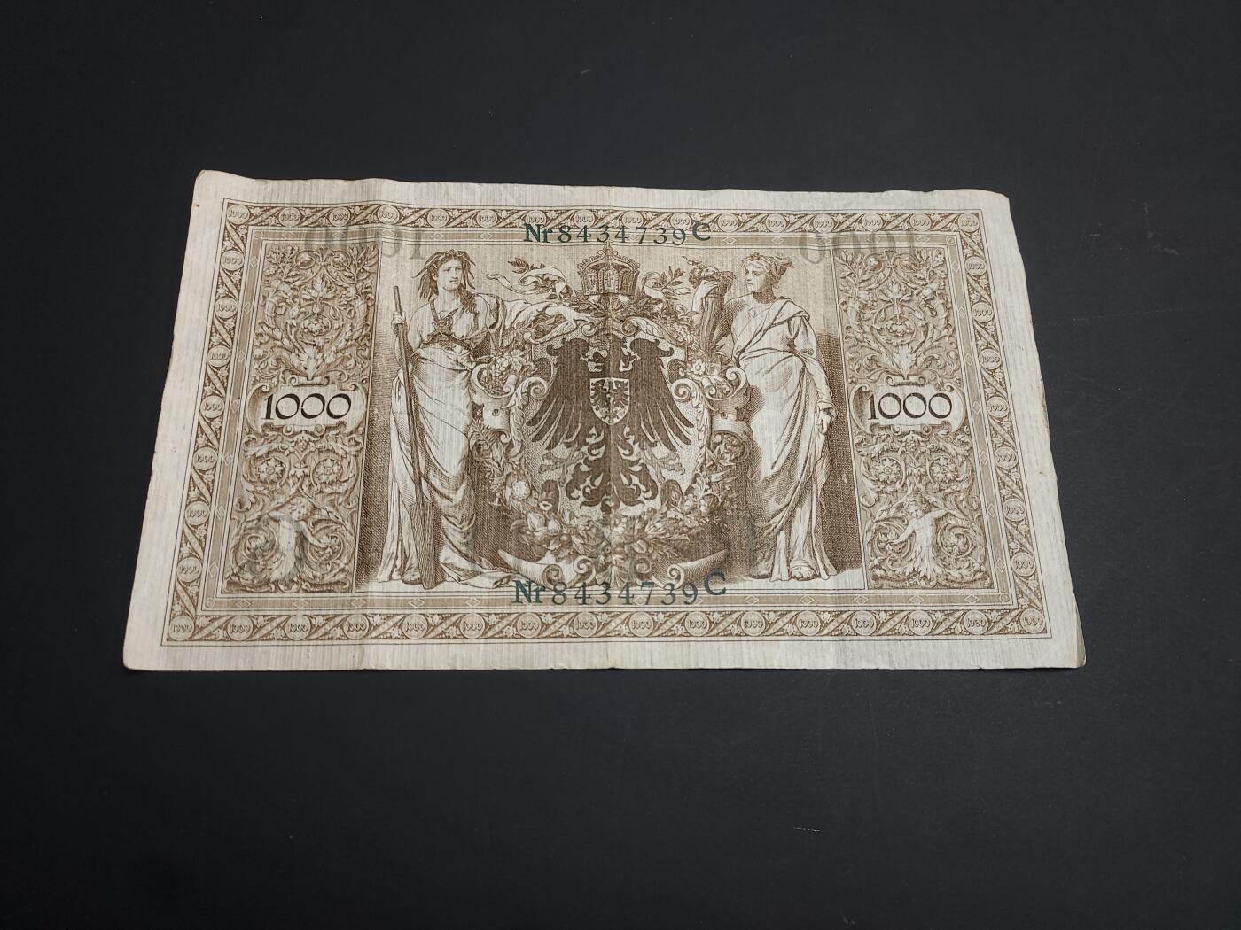 博彦收藏   1月10日 8点 钱币专场 全场包邮 1910 德国 1000马克 流通品