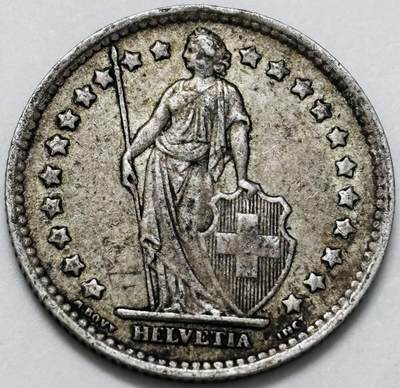 文馨钱币收藏 迎新纳福2026新年第一场（第 287 场）金银老铜币拍卖 - 1944 年瑞士 1 法郎银币，5 克 835 高银，原汁原味包浆美品