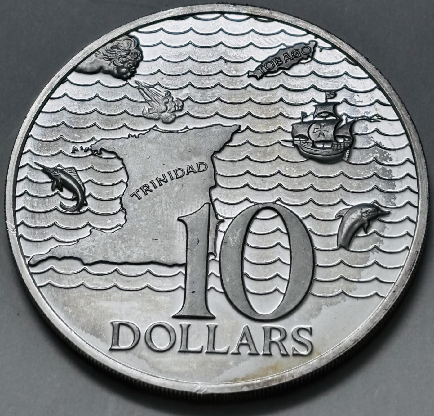 文馨钱币收藏 迎新纳福2026新年第一场（第 287 场）金银老铜币拍卖 全新带彩 1973 年特立尼达和多巴哥 10 元精制大银币，第一版首发版 35 克 925 高银