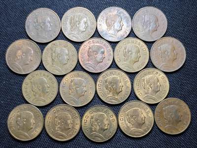 KK钱币收藏小铺 《套币 好品/批量散币专场》  2月预留时间 周末发货 -  墨西哥女头铜币一组18枚 小版