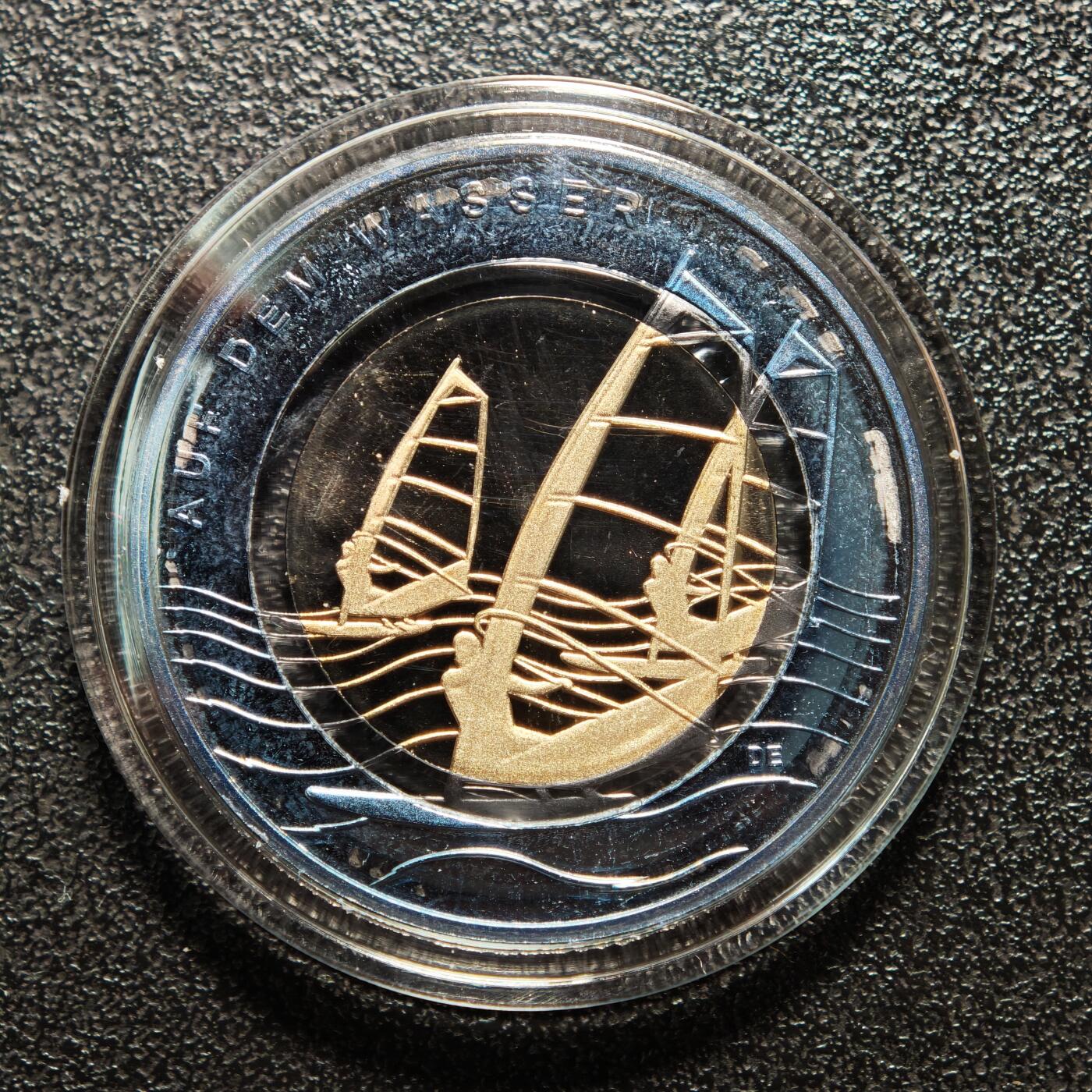 【德藏】世界币章拍卖第160期  2021年 德国帆船聚合环10欧元聚合环镍币 原册 直径约：28.75mm；重约：9.8g