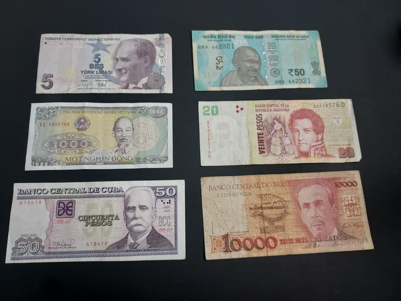 博彦收藏   1月10日 8点 钱币专场 全场包邮 土耳其等外国纸币6张 流通品