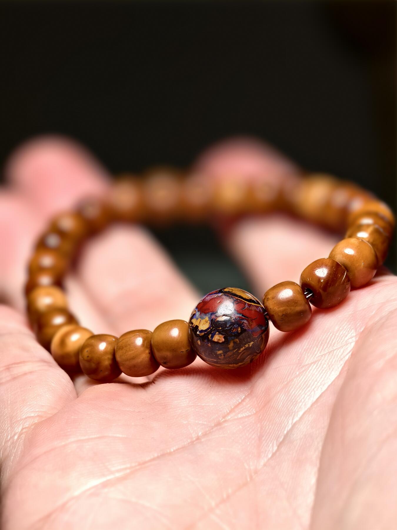 抚柳草堂-第五期章牌钱币（元旦欢庆场） 奖章勋章限时免佣 满百包邮 放漏专场 流光溢彩暗夜星河 澳大利亚欧泊原矿石珠配库克念珠  欧泊矿石圆珠13mm库克念珠8*6.5mm 私人定制店主手作 仅此一条 所有材质永久保真