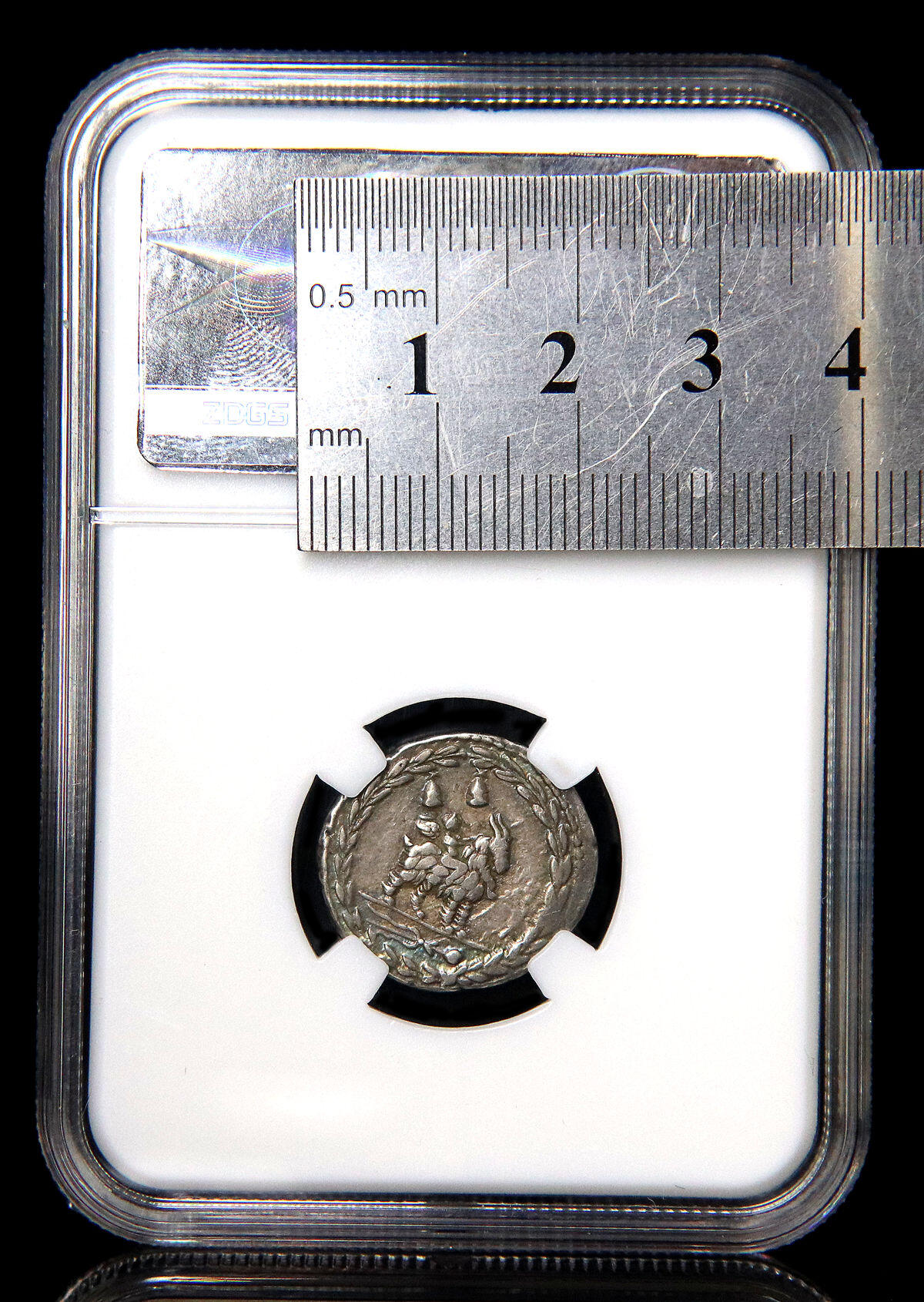 古罗马健康之神和小爱神丘比特骑羊图银币凝绿轩欧洲古代钱币首饰b23-5