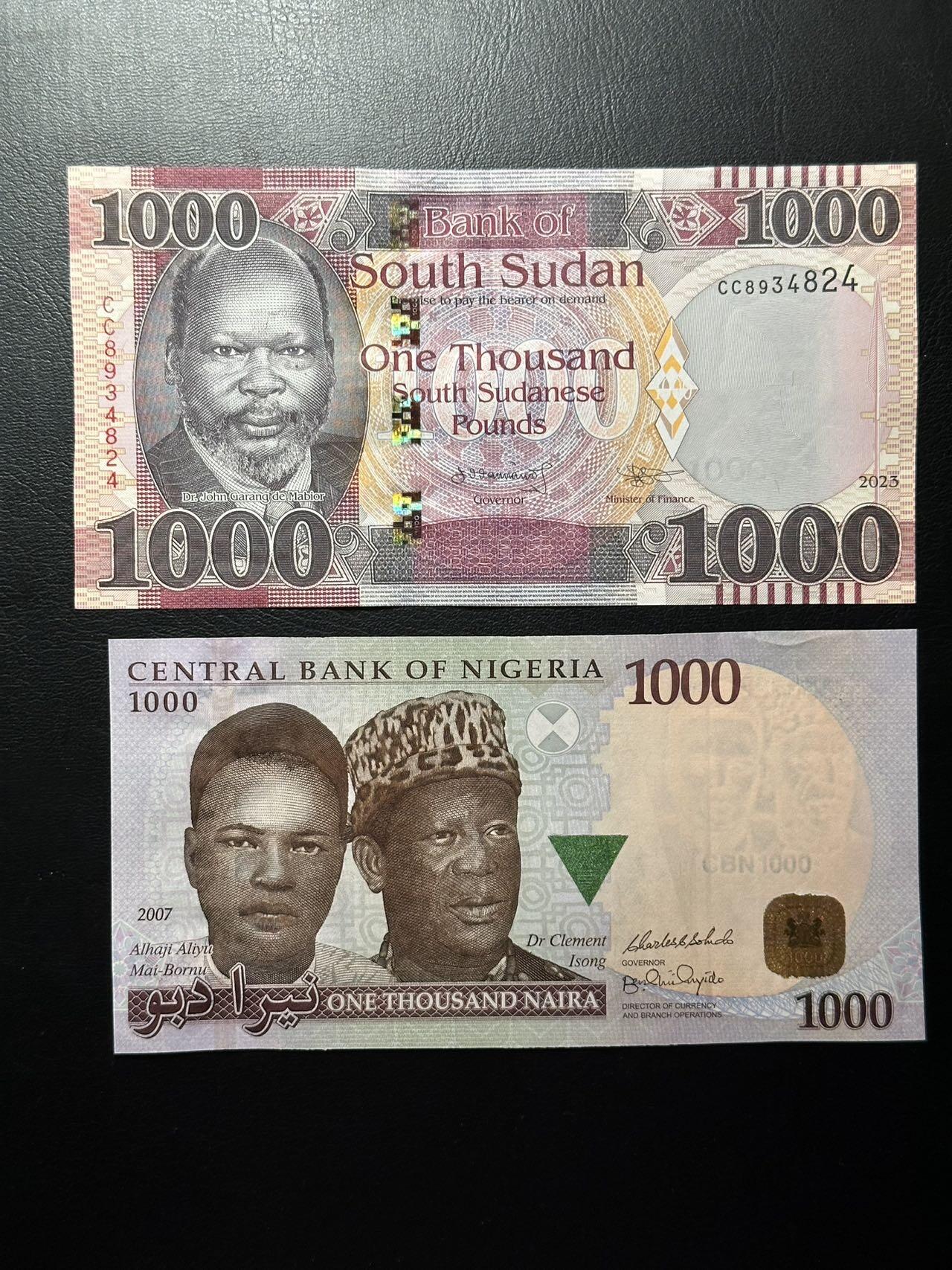 九十九场（喜迎元旦） 尼日利亚和南苏丹1000，都是最大面额！品相unc-au