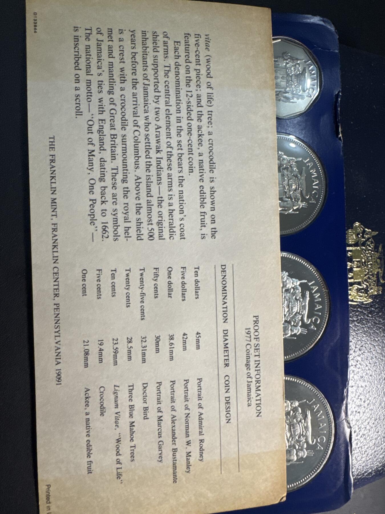 ❤️【币观天下】❤️ 第337期钱币拍卖- 2026.1.2周五晚上6点半场-长期征集拍品 牙买加1977年官方精制套币含2枚大银币42.8+41.6克925银