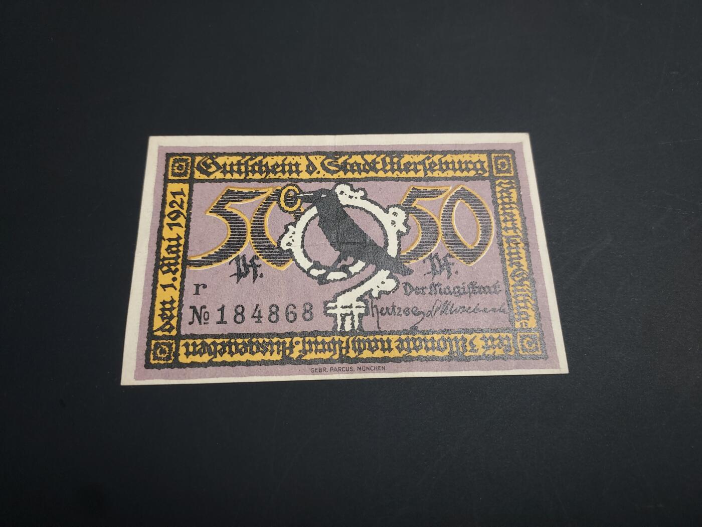 博彦收藏   1月10日 8点 钱币专场 全场包邮 1921德国地区纸币50芬尼 流通好品