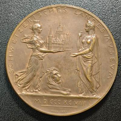 【德藏】世界币章拍卖第160期 - 1898年 瑞士苏黎世国家博物馆开馆纪念大铜章 丰饶角边铭  直径约：57.6mm；重约：94.5g