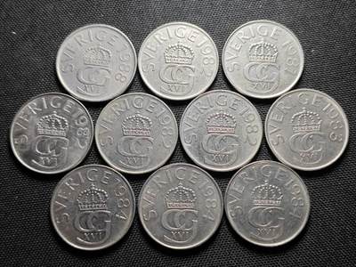 KK钱币收藏小铺 《套币 好品/批量散币专场》  2月预留时间 周末发货 -  瑞典5克朗一组10枚