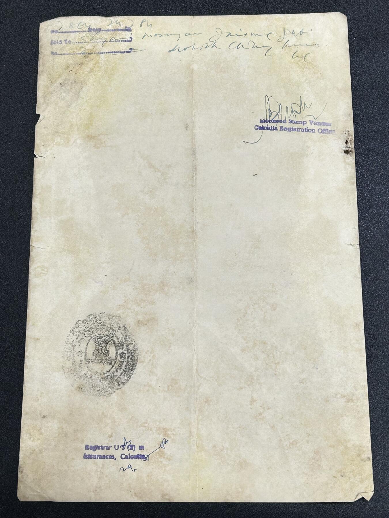 西秦中古拍卖第七十一期 印度税票公证书