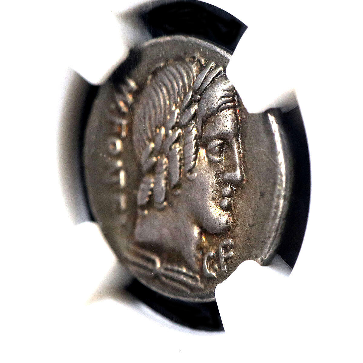 古罗马健康之神和小爱神丘比特骑羊图银币凝绿轩欧洲古代钱币首饰b23-5