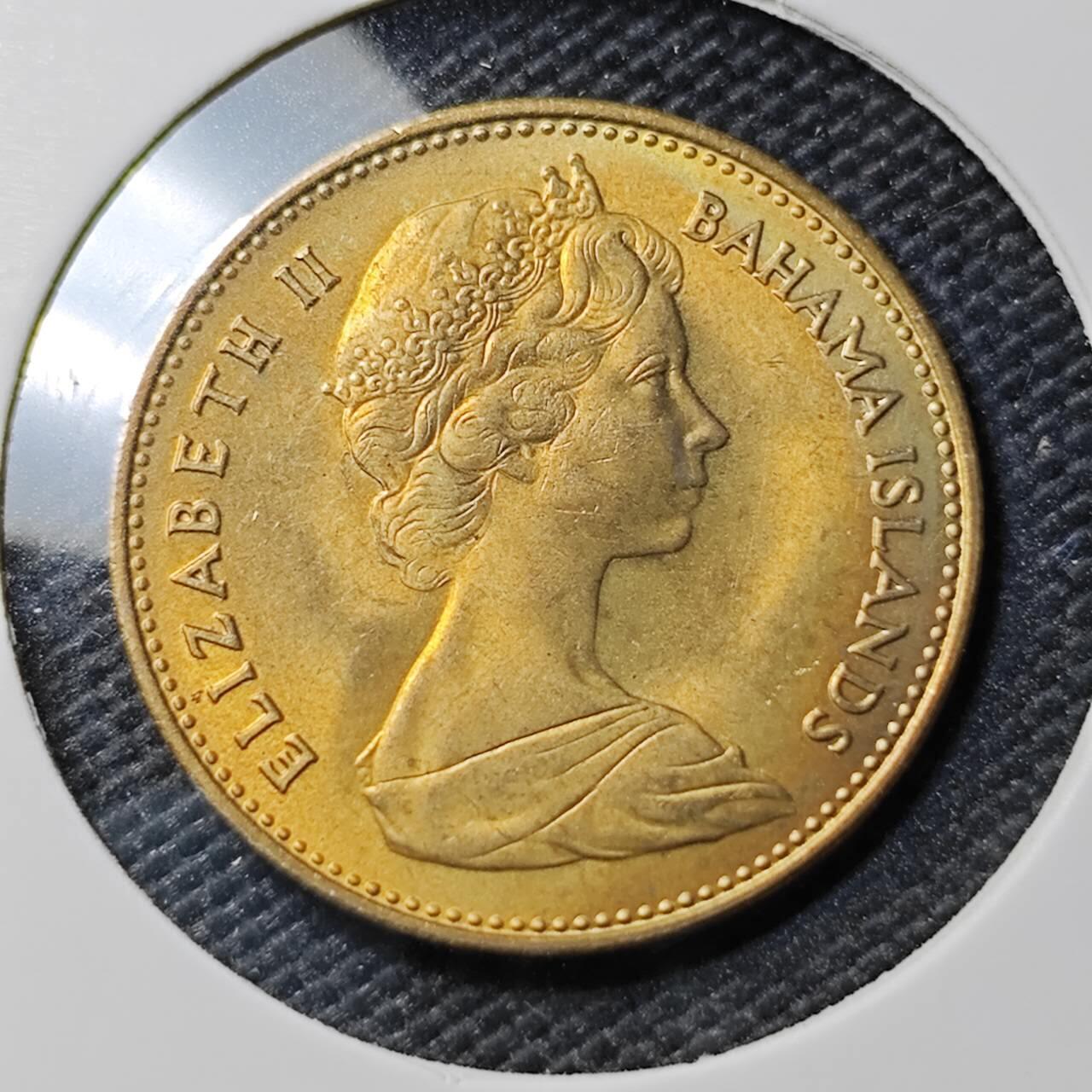 KK钱币收藏小铺 《套币 好品/批量散币专场》  2月预留时间 周末发货  1969巴哈马1分铜币 海星 好品