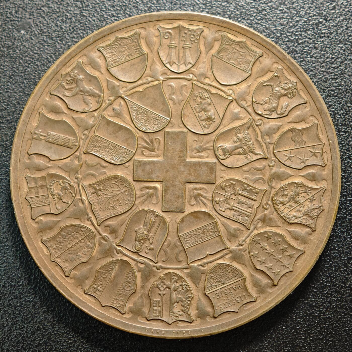 【德藏】世界币章拍卖第160期 1898年 瑞士苏黎世国家博物馆开馆纪念大铜章 丰饶角边铭  直径约：57.6mm；重约：94.5g