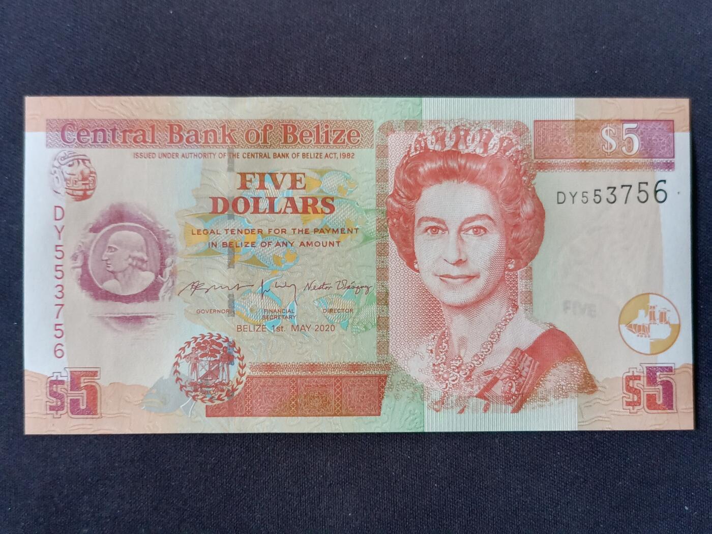 【游宝包邮场】蛇年第104期  伯利兹-5元【2020年 全新UNC】