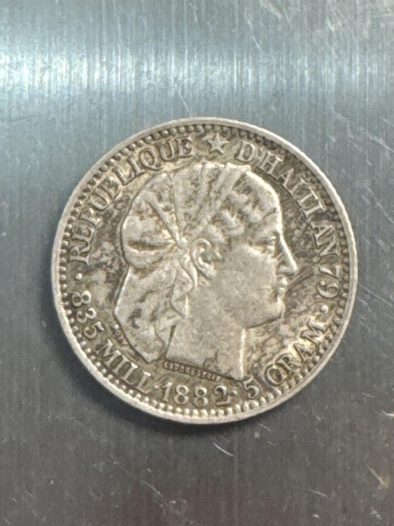 ❤️【币观天下】❤️ 第337期钱币拍卖- 2026.1.2周五晚上6点半场-长期征集拍品 海地1882年20分银币