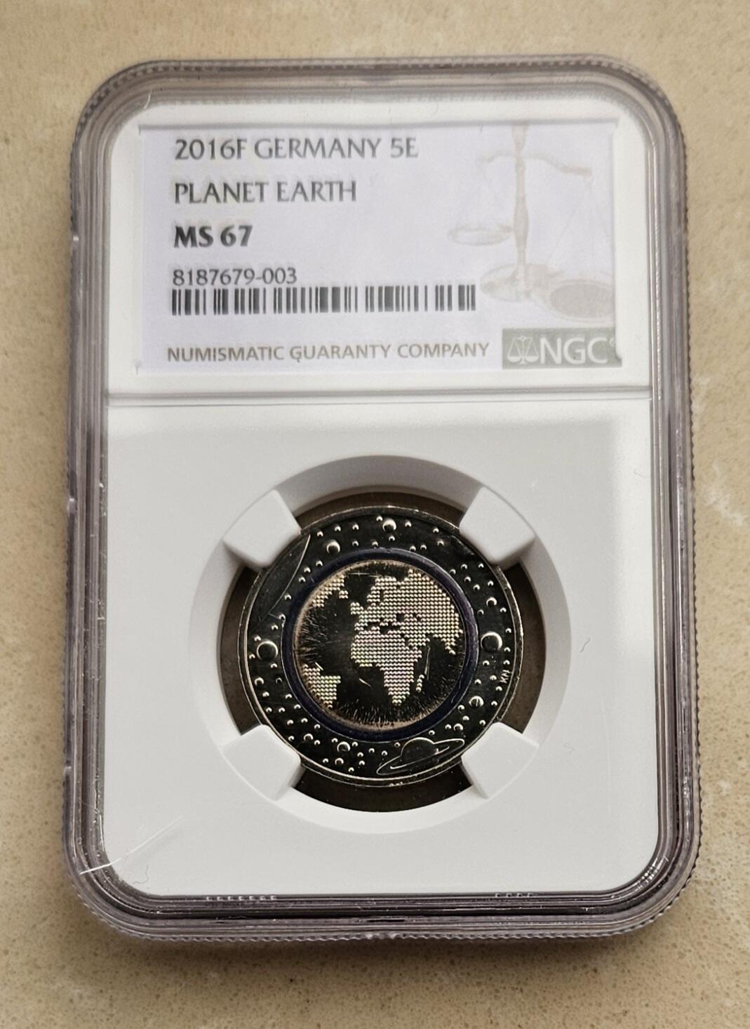 【币将精彩】世界钱币拍卖（2026-1-7） 克劳斯获奖币德国2016年蓝色星球5欧元纪念币NGC评级币